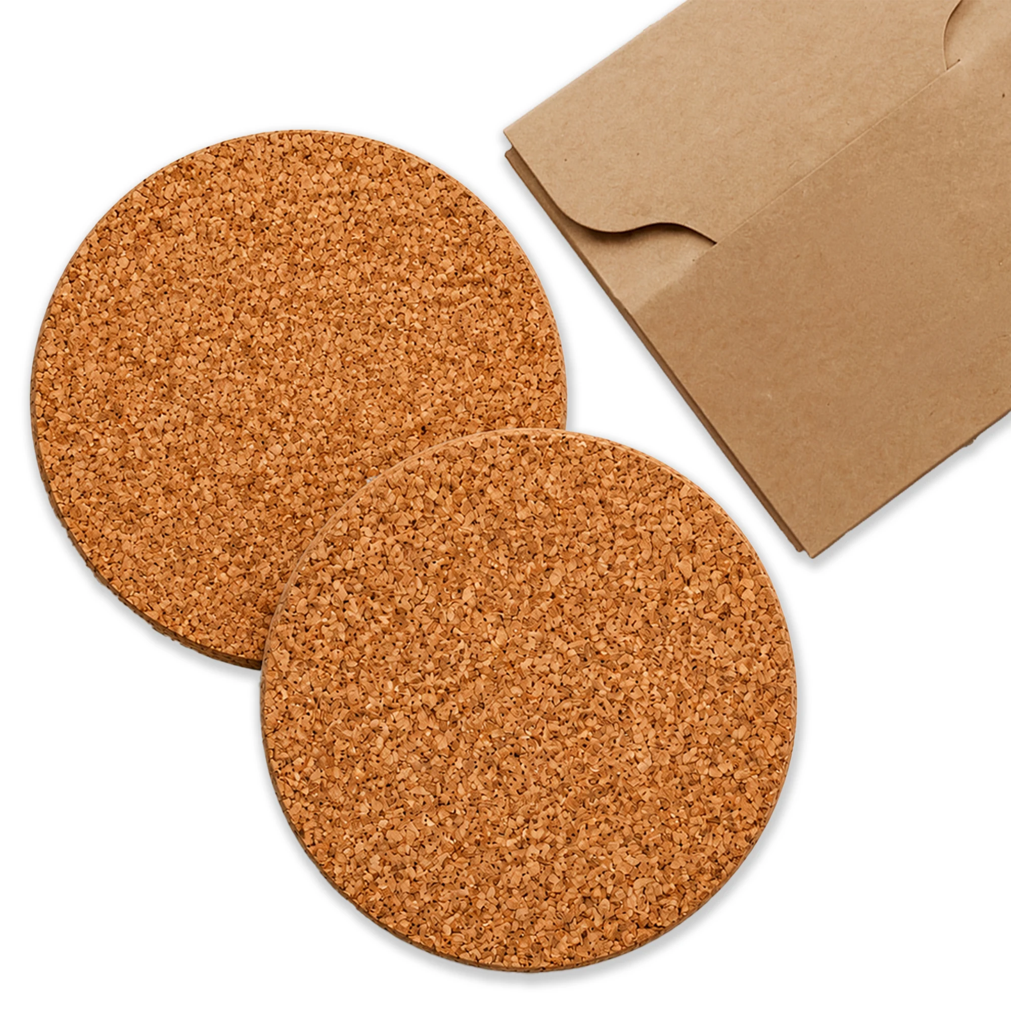 Cork Coasters Set (2pc) square raw (2ck03)