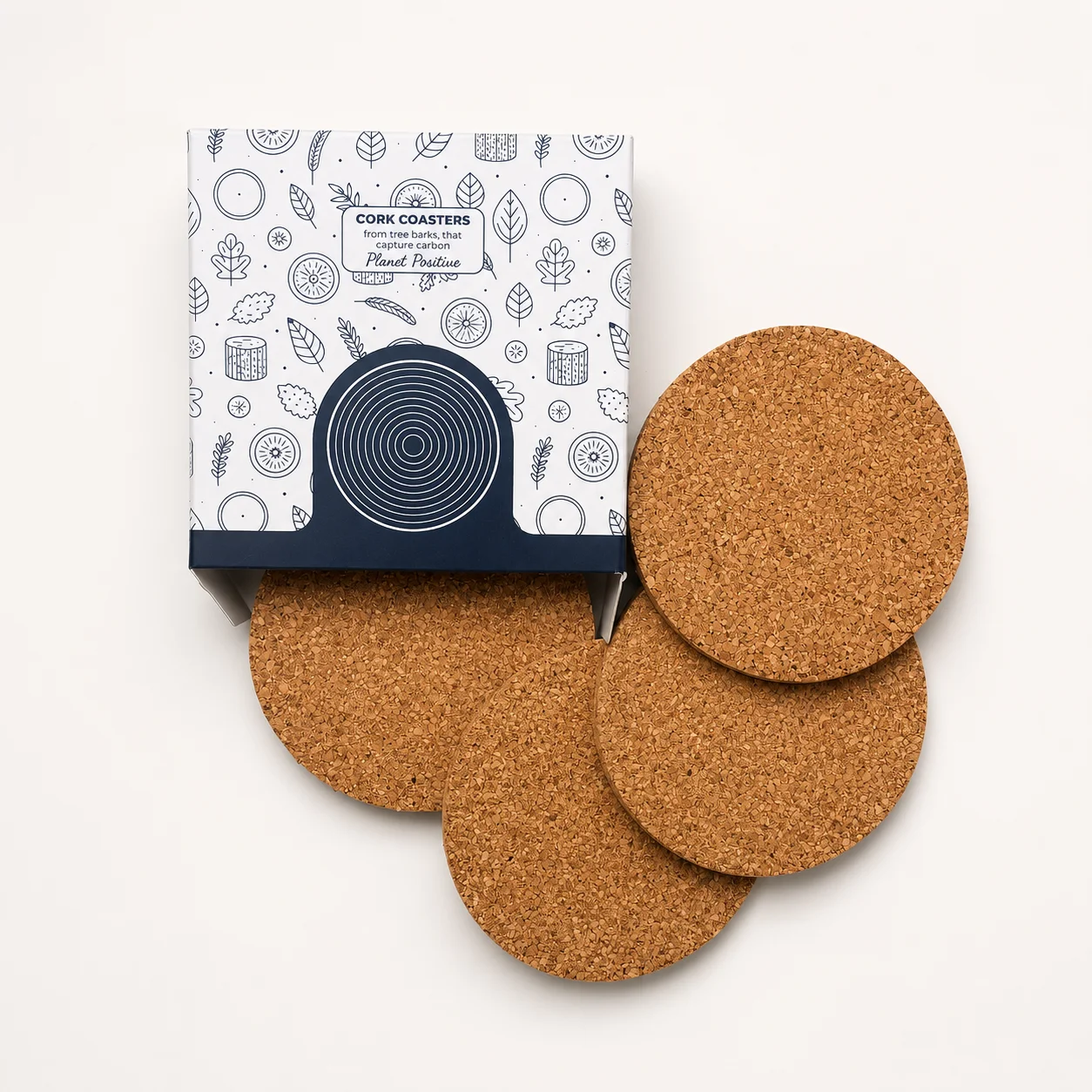 Cork Coasters Set (4pc) square raw (4Ck03)
