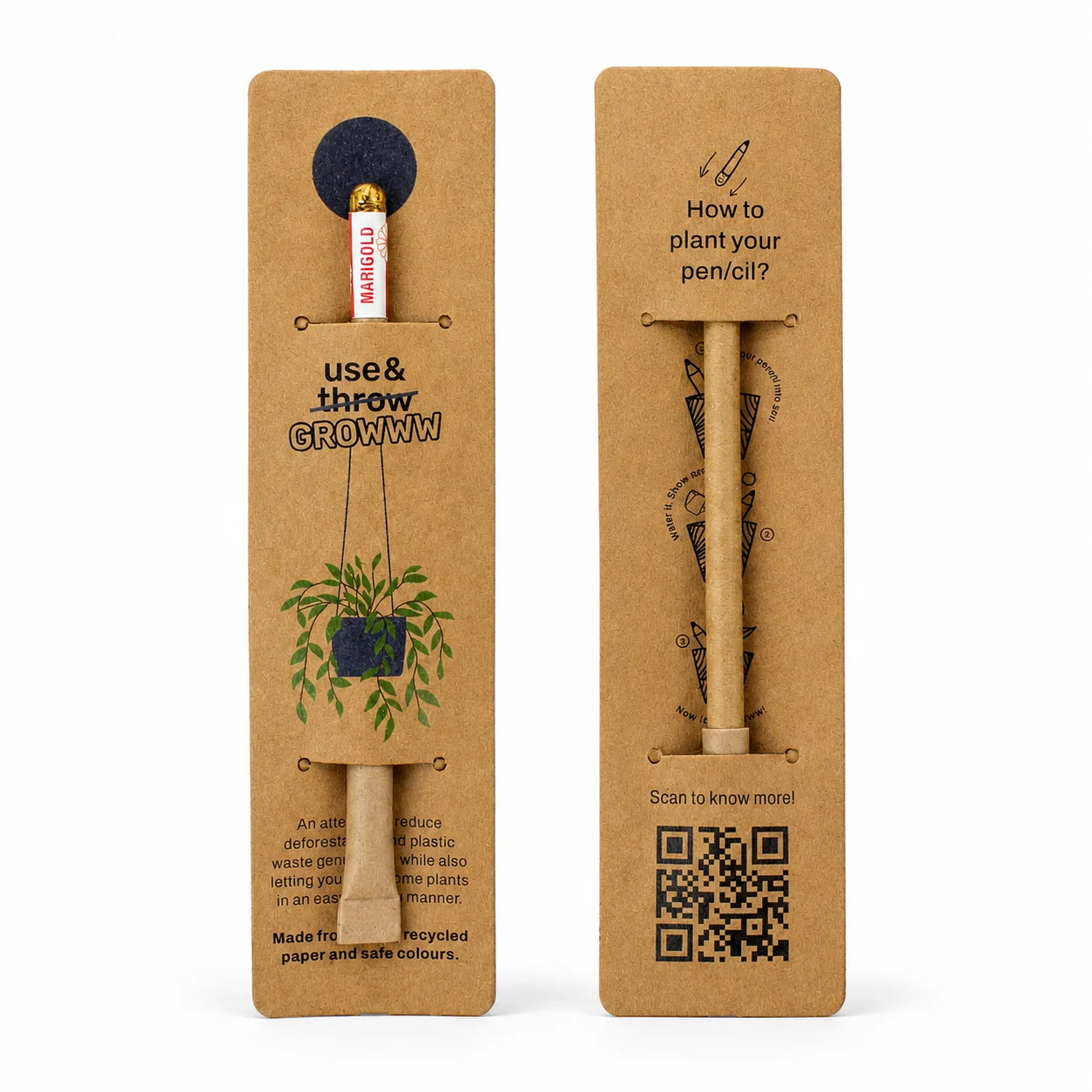 Plantable Paper Pen (flap) square raw (AZ10)
