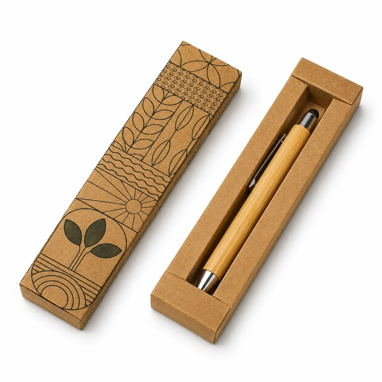Bamboo Stylus Pen with Kraft Box square raw (BB03-X)