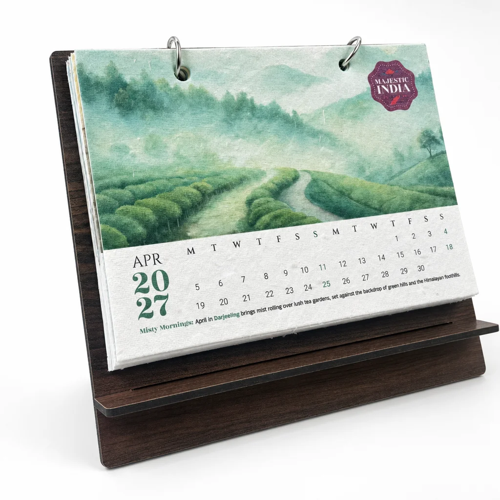 Plantable Calendar – MDF stand, B6 landscape, ring-bound square raw (BG64(RH))