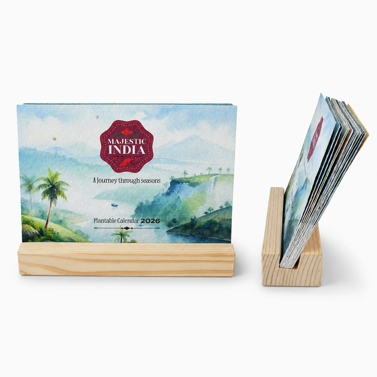 Plantable Calendar Wooden Stand | B6 Landscape square raw (BG65)