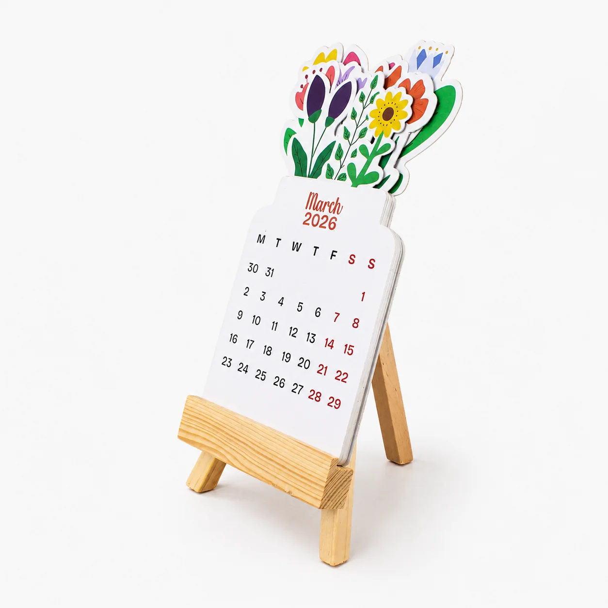 Floral Bouquet Calendar (wood) square raw (BQ61)