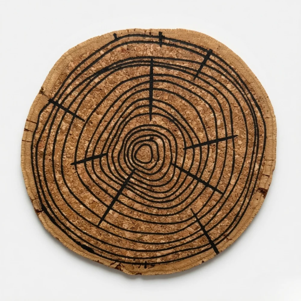 Cork Bark Coaster square raw (CK06)