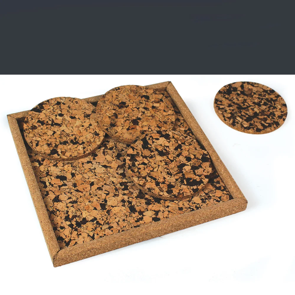 Cork Tray with 4 Coasters (8.5" x 8.5") square raw (CK51-04)