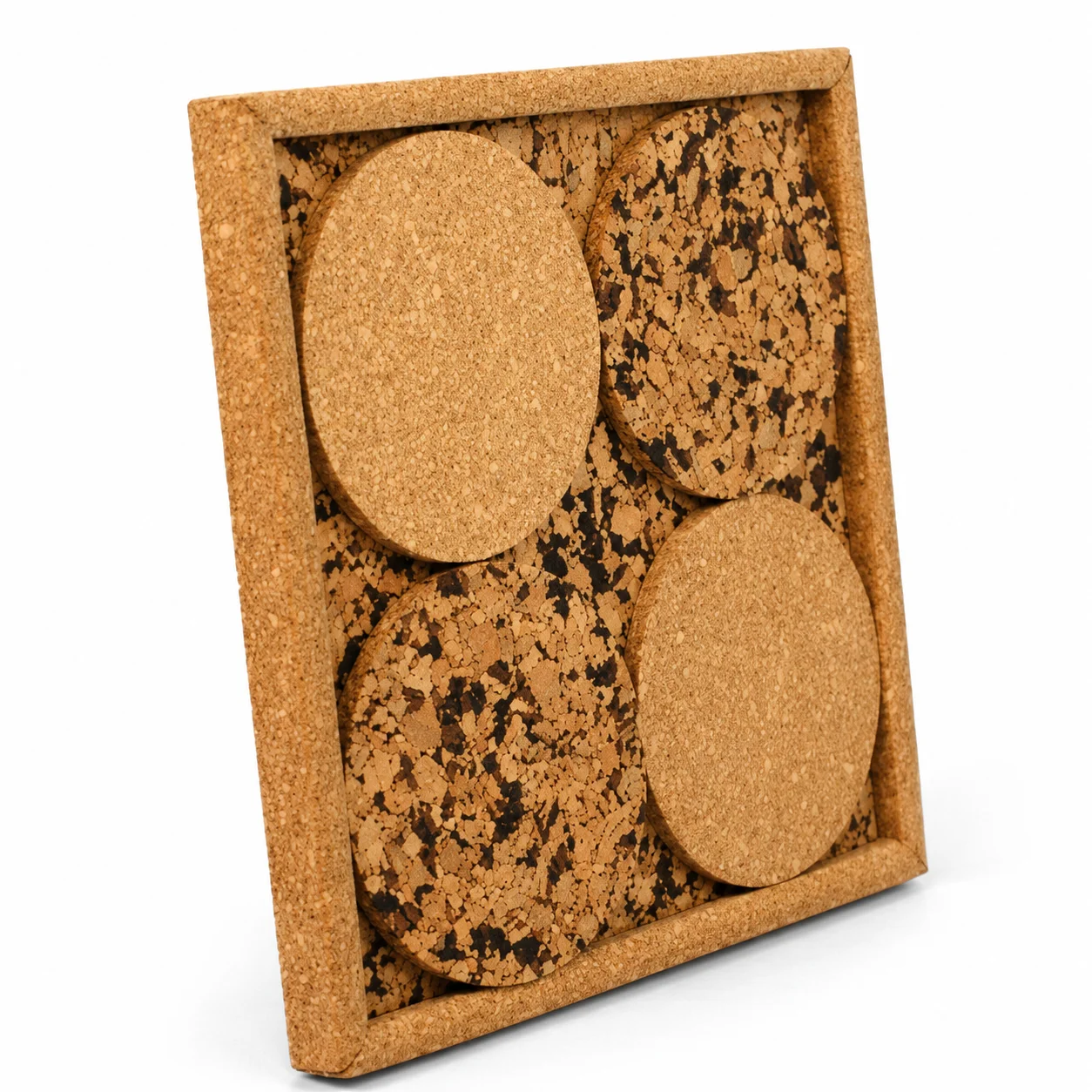 Cork Tray with 4 Coasters (8.5" x 8.5") square raw (CK51-04)
