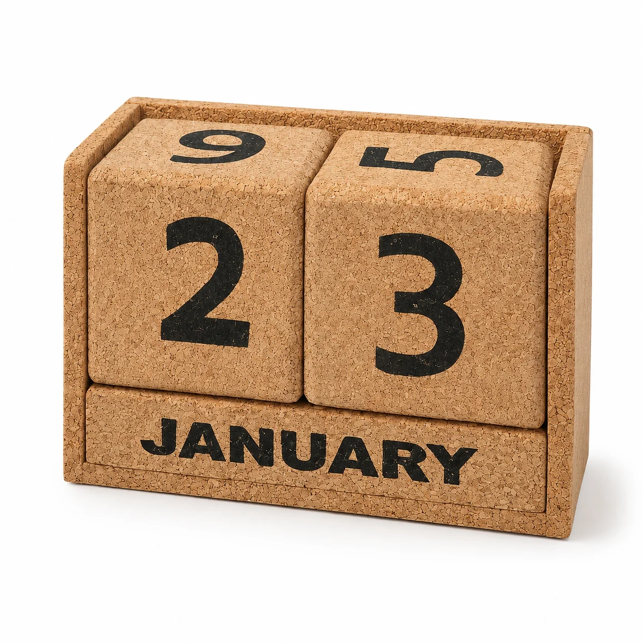 Cork Block Calendar square raw (CK61)