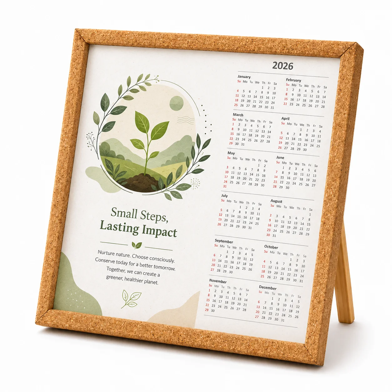 Cork Frame Calendar square raw (CK62)