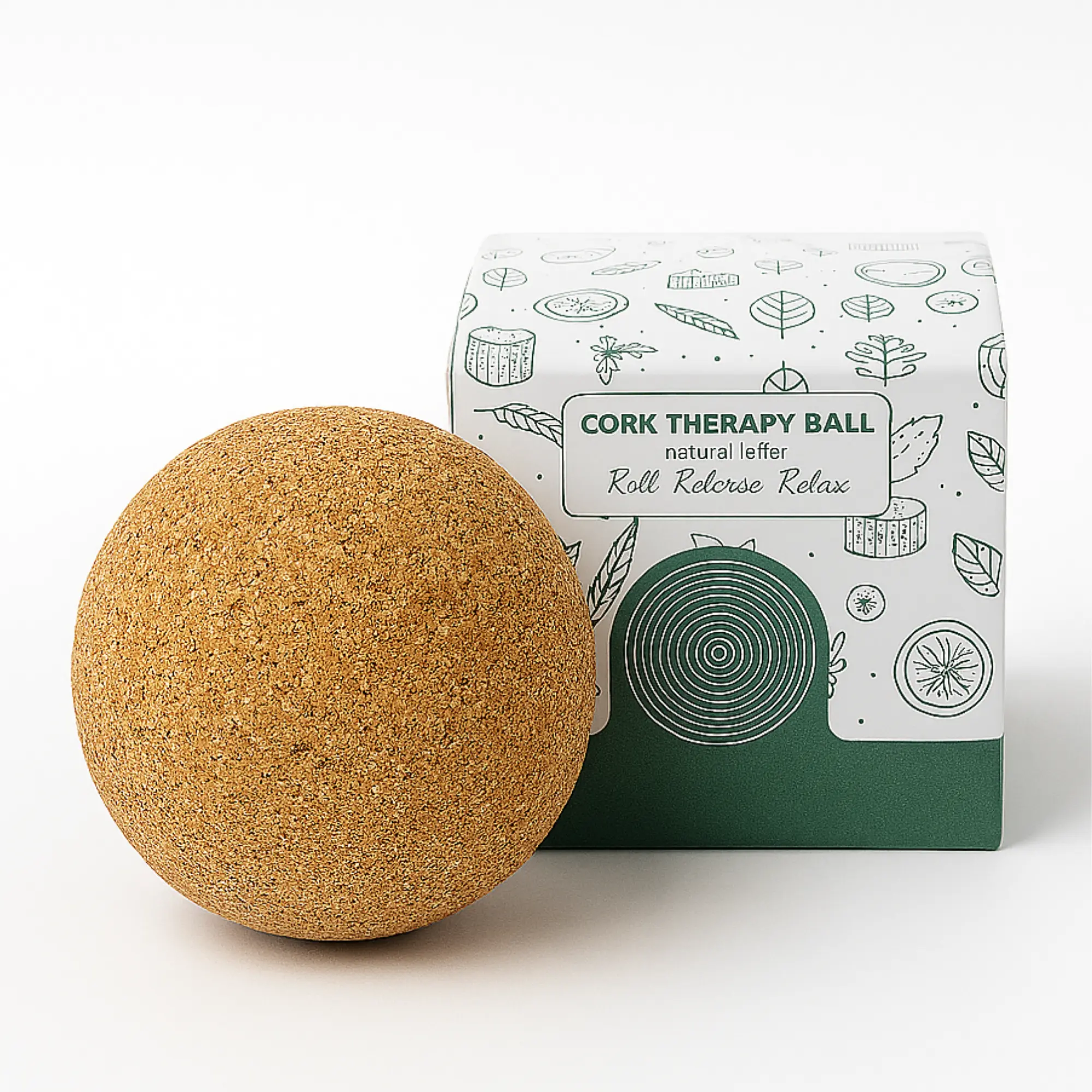 Cork Therapy Ball square raw (CKB65)