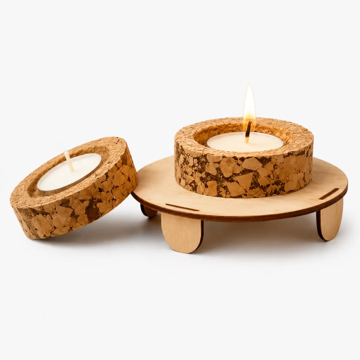 Floating Cork Diya (Set of 2) square raw (DK16)