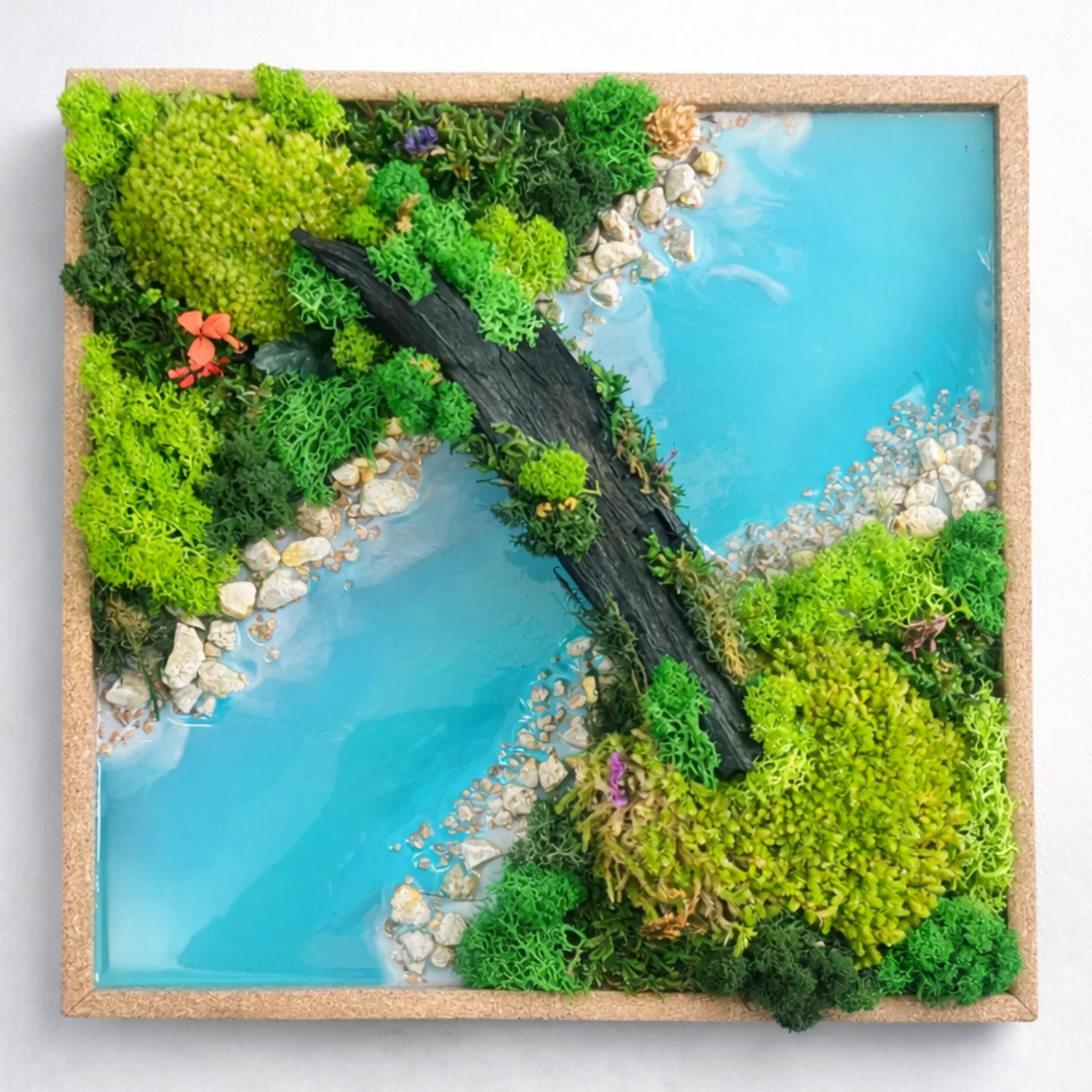 Forest Aqua Cork Frame 12" - Bridge square raw (FPainting1212(AQ))