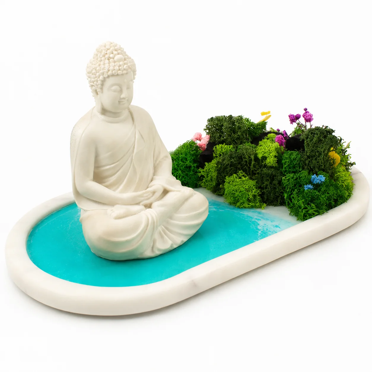 Forest Aqua Marble Oval-Buddha square raw (FAMOVAL-buddha)
