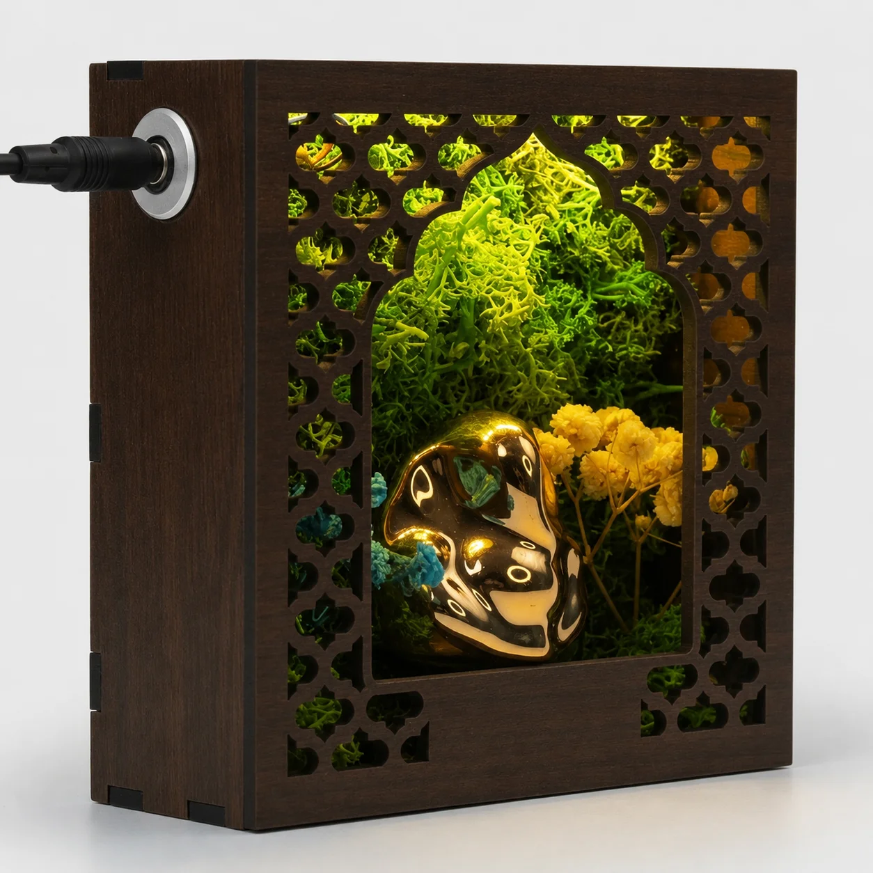 Forest Namah Ganesh 5" (with LED) square raw (Fnamah55(L)-Ganesh)