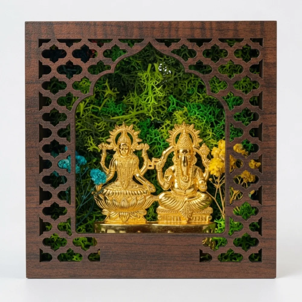 Forest Namah Laxmi Ganesh 5" square raw (Fnamah55-LG)