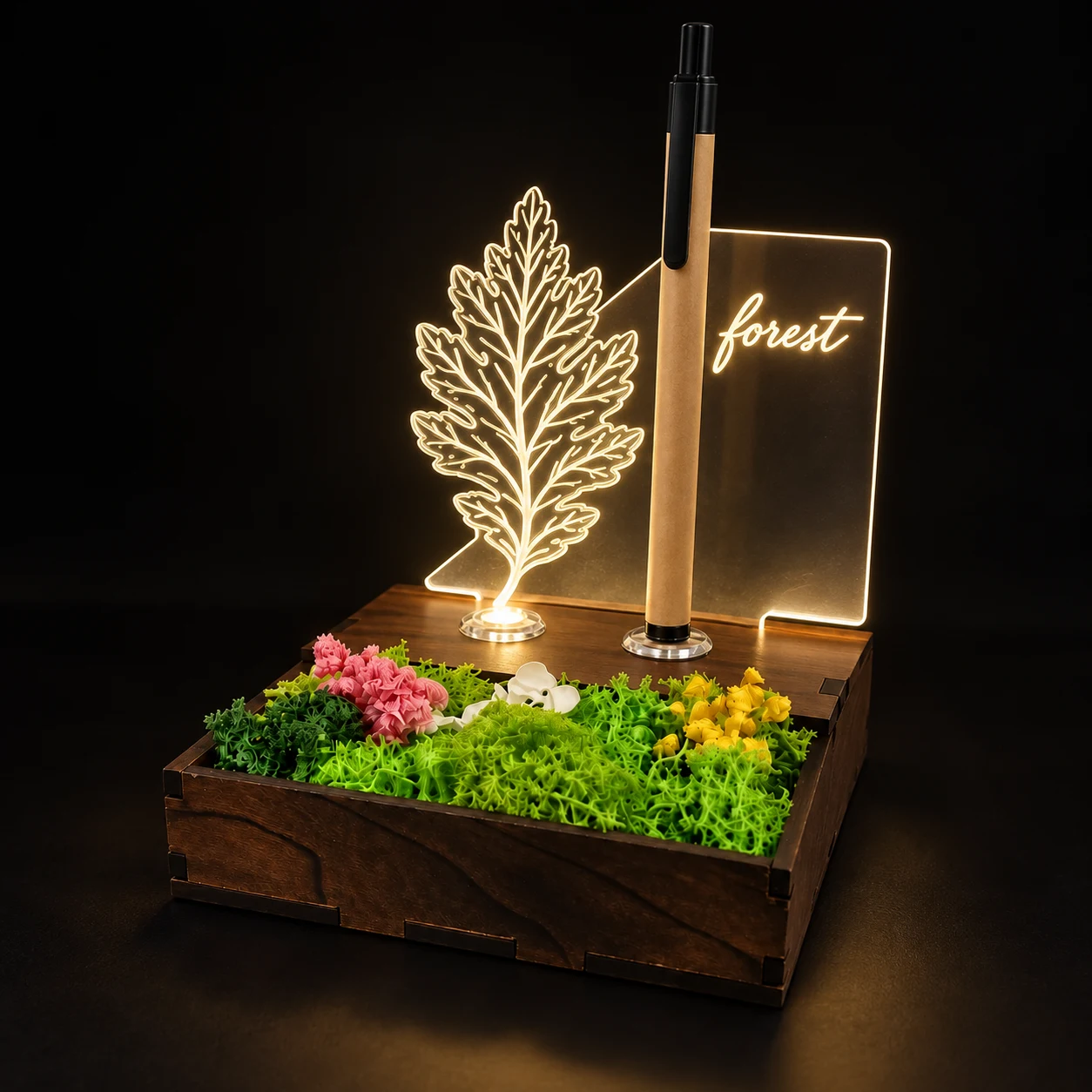 Forest Lit Pen Stand square raw (FPS44(L))