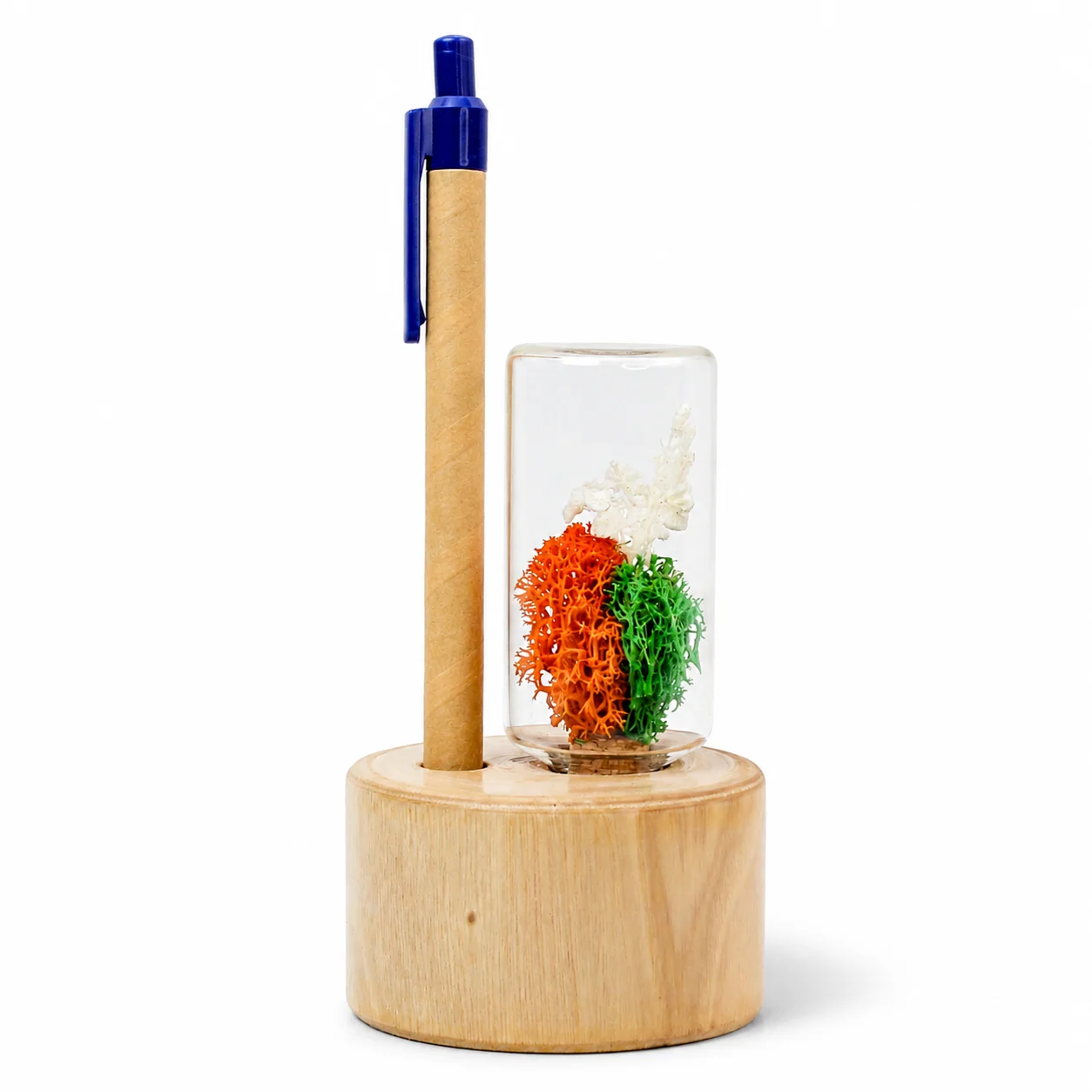 Forest Stump with Eco Click Pen - Tricolour square raw (Fstump03-India)