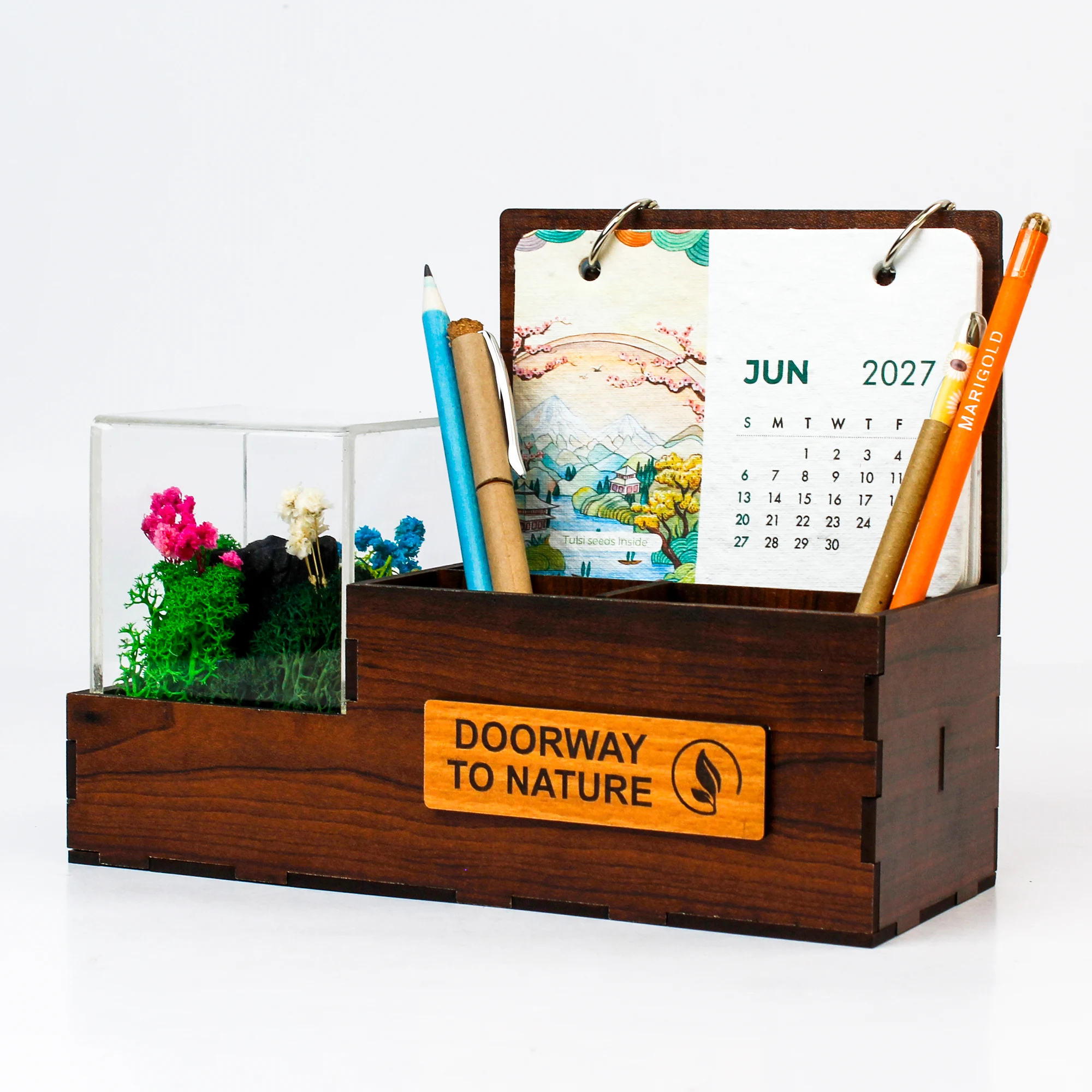 Terra Calendar Desk Organiser square raw (FTG60)