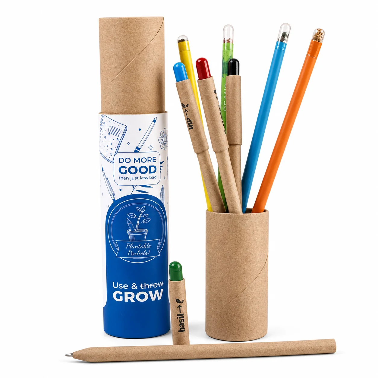 Alt- Plastic 4+4 Combo Plantable seed pens & Pencils square raw (GZ15)