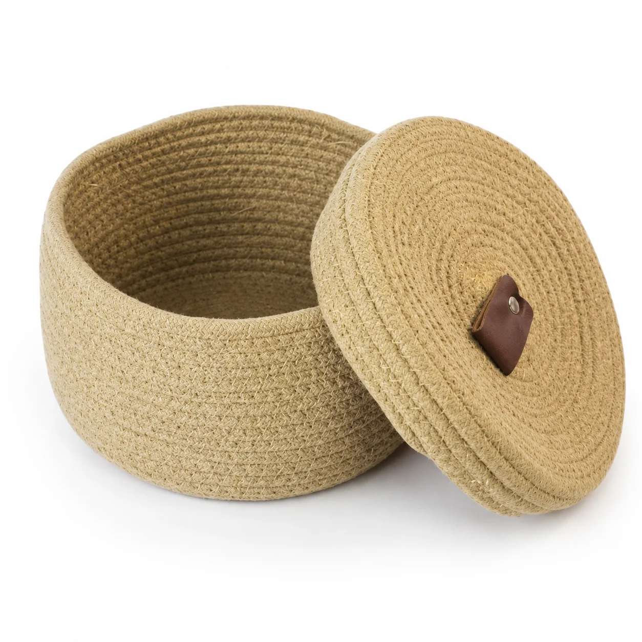 Jute Basket Box (8" dia x 5") square raw (JX85)