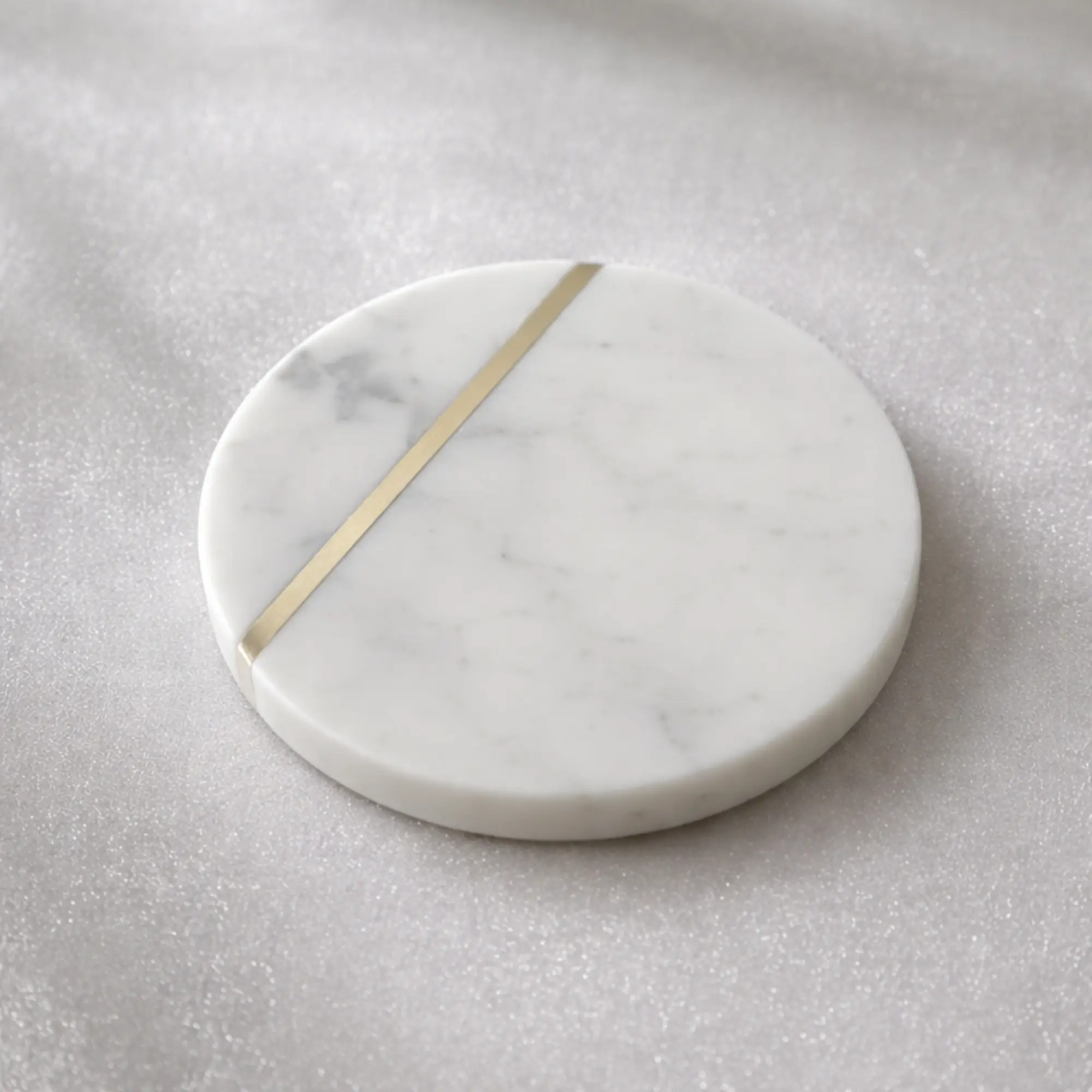 Marble Coaster Round (Brass Inlay) square raw (MCBrass)