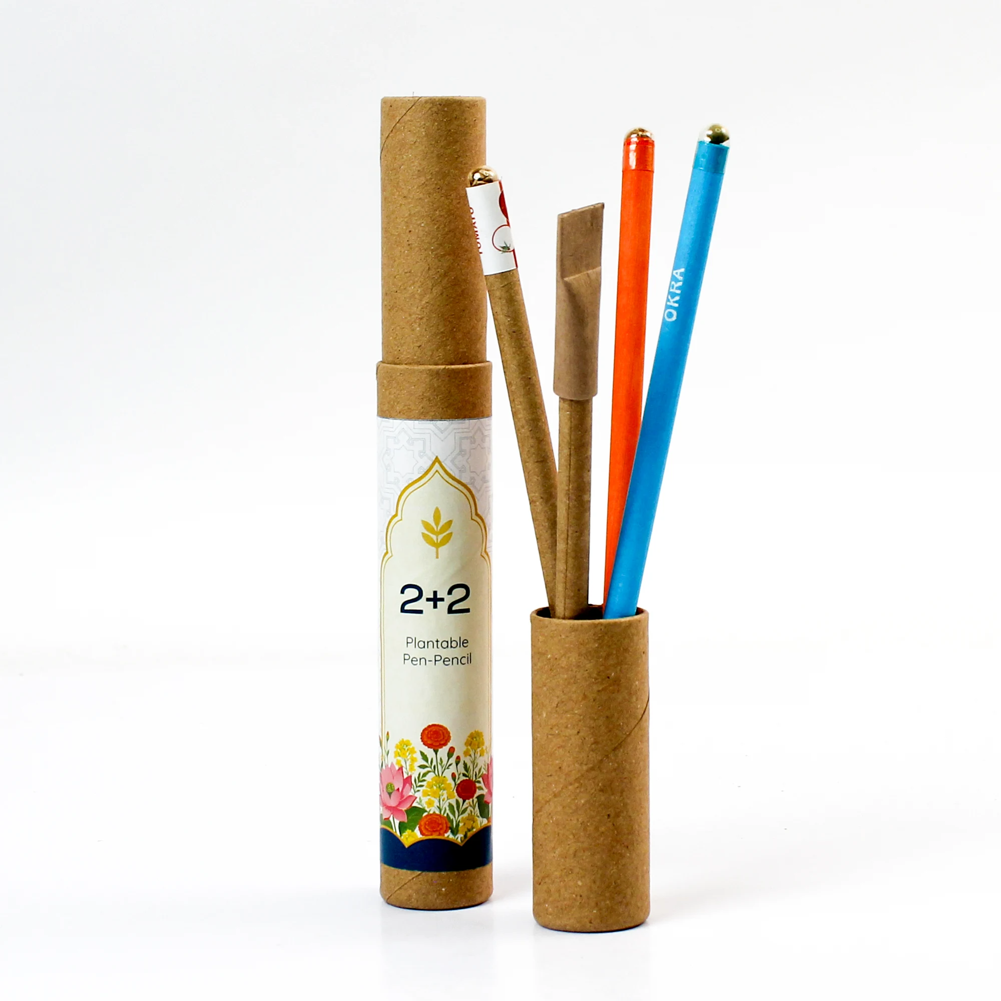 Plantable Pen Pencil (2+2) - festive square raw (ZG14-D)