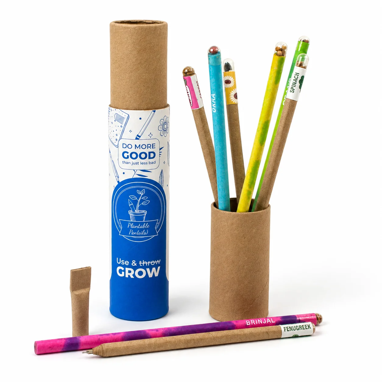 Plantable Pen Pencil (4+4) square raw (ZG15)